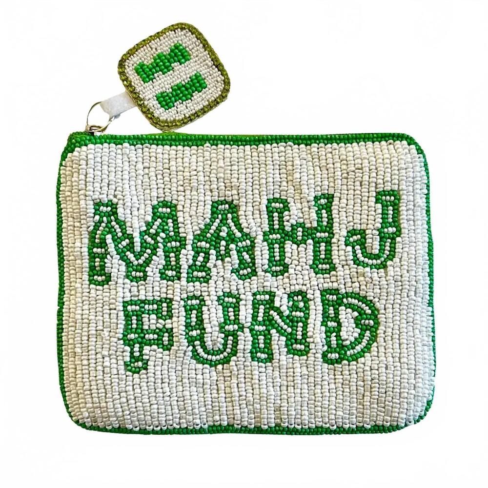 NEW LILY women's beaded mahjong coin purse in green